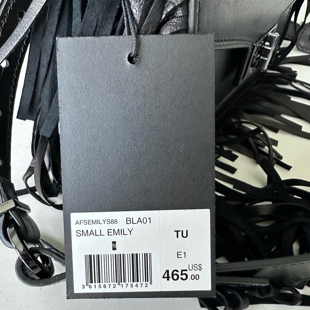NWT | The Kooples | Emily | Black Leather Crossbody Bag with Fringe - Picture 12 of 12